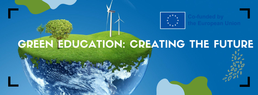 Wallpaper with caption "Green Education: Creating the Future"